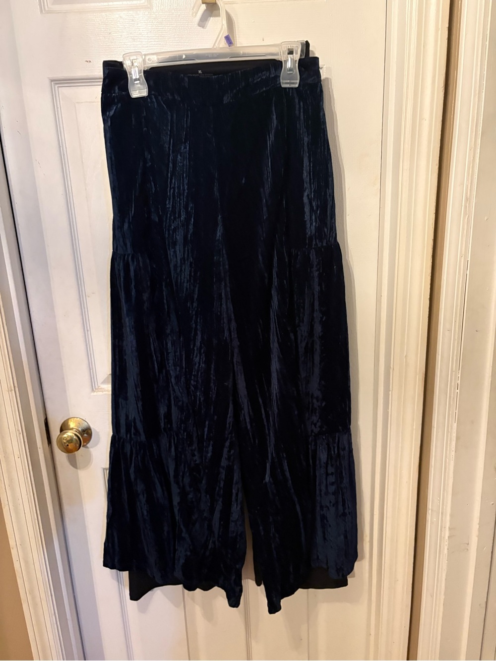 NATURAL LIFE Navy Crushed Velvet Tiered Skirt